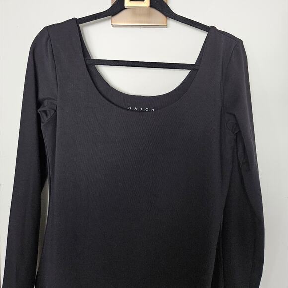 HATCH Black Scoop Neck Long Sleeve Bodycon Maternity Dress Size Medium - Picture 3 of 8